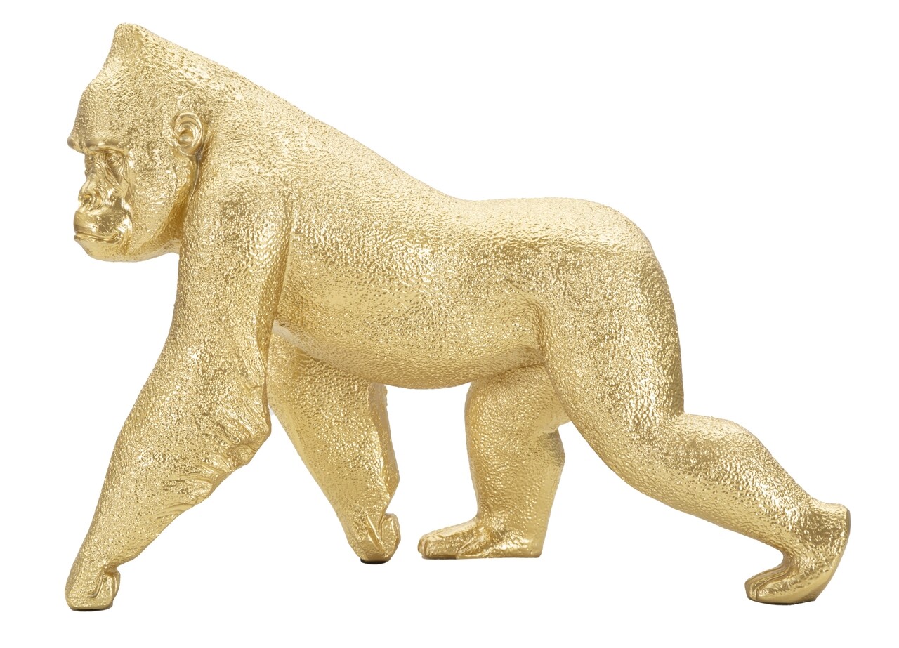 Decoratiune, Mauro Ferretti, Gorilla Front, 29.7 x 11.5 x 21.8 cm, polirasina, auriu - imagine 7